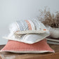 18" Beige And Orange Striped Cotton Throw Pillow Cover
