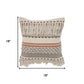 18" Beige And Orange Striped Cotton Throw Pillow Cover