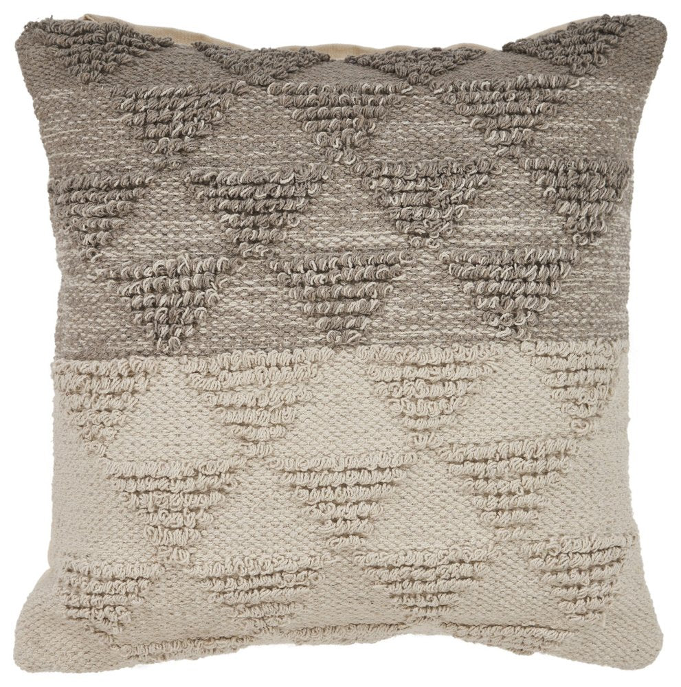 18" Gray And Beige Geometric Cotton Throw Pillow Cover