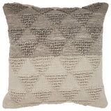 18" Gray And Beige Geometric Cotton Throw Pillow Cover