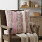 18" Pink And Ivory Striped Cotton Blend Throw Pillow Cover with Texture