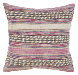 18" Pink And Ivory Striped Cotton Blend Throw Pillow Cover