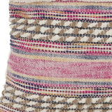 18" Pink And Ivory Striped Cotton Blend Throw Pillow Cover with Texture