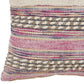 18" Pink And Ivory Striped Cotton Blend Throw Pillow Cover with Texture