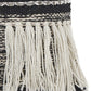 18" Black And White Striped Cotton Throw Pillow Cover with Fringe And Texture