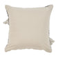 18" Black And White Striped Cotton Throw Pillow Cover with Fringe And Texture