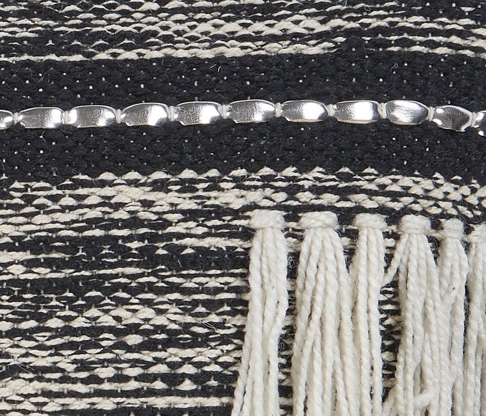 18" Black And White Striped Cotton Throw Pillow Cover