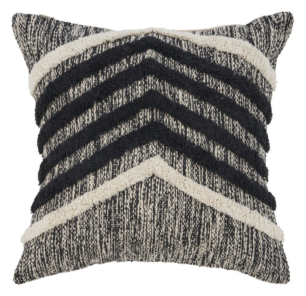 18" Black And Ivory Chevron Cotton Throw Pillow Cover