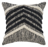 18" Black And Ivory Chevron Cotton Throw Pillow Cover