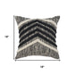 18" Black And Ivory Chevron Cotton Throw Pillow Cover with Tufts