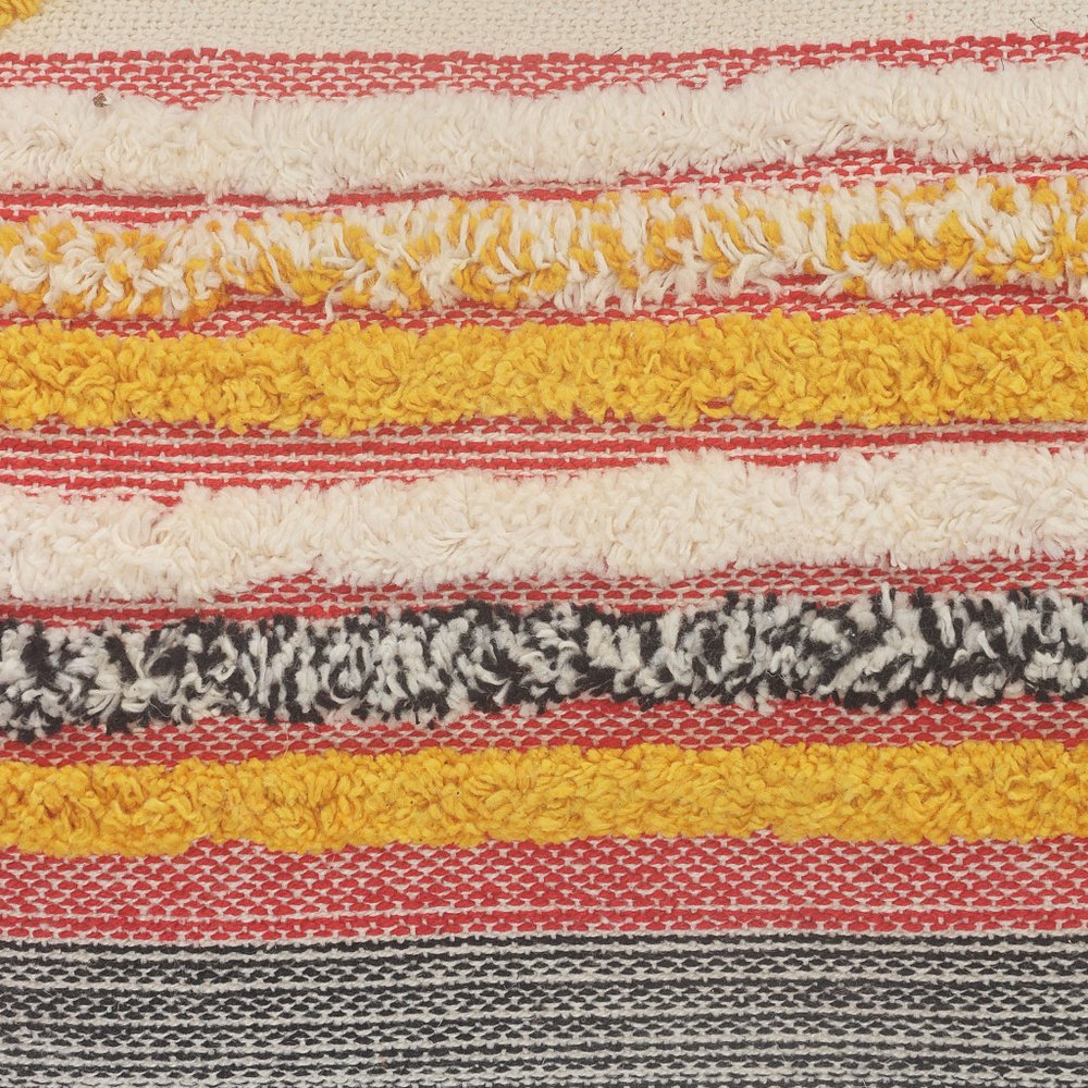 18" Orange And Yellow Striped Cotton Throw Pillow Cover