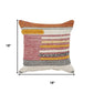 18" Orange And Yellow Striped Cotton Throw Pillow Cover
