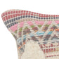 14" X 36" Natural Blue And Red Lumbar Geometric Cotton Throw Pillow Cover with Tufts
