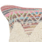 14" X 36" Natural Blue And Red Lumbar Geometric Cotton Throw Pillow Cover with Tufts