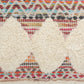 14" X 36" Natural Blue And Red Lumbar Geometric Cotton Throw Pillow Cover with Tufts