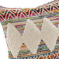 18" Cream Blue White And Yellow Diamond Cotton Throw Pillow Cover with Tufts