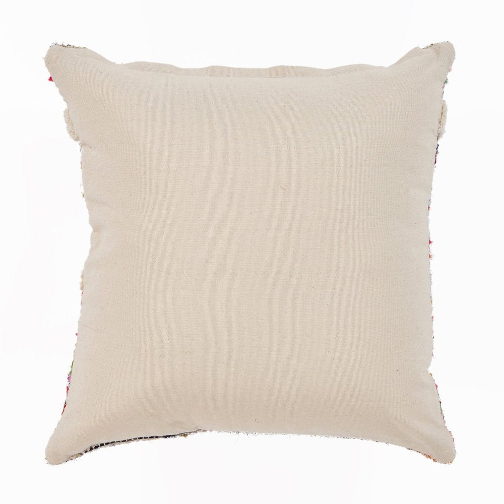 18" Cream Brown And White Diamond Cotton Throw Pillow Cover