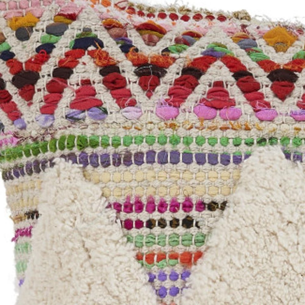 18" Cream Brown And White Diamond Cotton Throw Pillow Cover