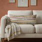 14" X 36" Cream Yellow And Pink Lumbar Striped Cotton Throw Pillow Cover with Texture