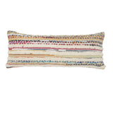 14" X 36" Cream Yellow And Pink Lumbar Striped Cotton Throw Pillow Cover with Texture