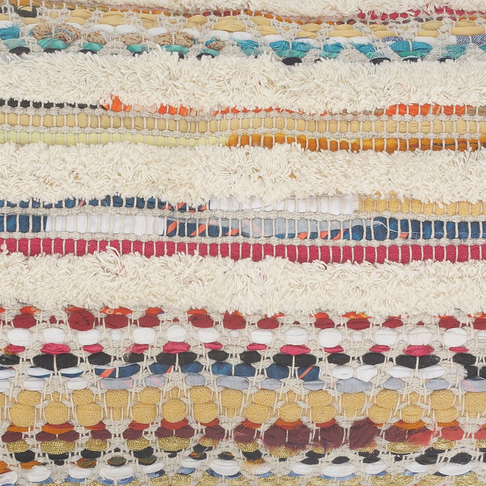 14" X 36" Cream Yellow And Pink Lumbar Striped Cotton Throw Pillow Cover