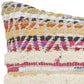 14" X 36" Cream Yellow And Pink Lumbar Striped Cotton Throw Pillow Cover with Texture