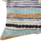 18" Blue And Tan Beach Striped Cotton Throw Pillow Cover with Tassels Tufts And Texture