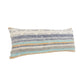 14" X 36" Blue And Tan Lumbar Beach Striped Cotton Throw Pillow Cover