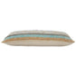 14" X 36" Blue And Tan Lumbar Beach Striped Cotton Throw Pillow Cover with Tufts And Texture