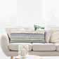 14" X 36" Blue And Tan Lumbar Beach Striped Cotton Throw Pillow Cover