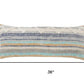 14" X 36" Blue And Tan Lumbar Beach Striped Cotton Throw Pillow Cover