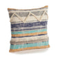 18" Blue And Tan Beach Striped Cotton Throw Pillow Cover with Tufts And Texture
