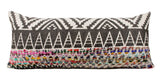 14" X 36" Charcoal Off White And Pink Lumbar Chevron Cotton Blend Throw Pillow Cover