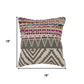 18" Charcoal Off White And Red Chevron Cotton Blend Throw Pillow Cover