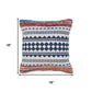 18" Blue White And Pink Geometric Cotton Blend Throw Pillow Cover