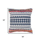 18" Blue White And Pink Geometric Cotton Blend Throw Pillow Cover