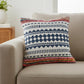 18" Blue White And Pink Geometric Cotton Blend Throw Pillow Cover
