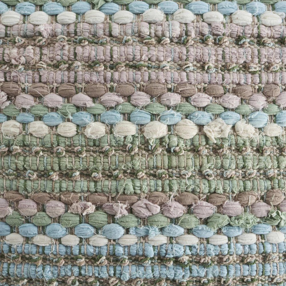 18" Green And Blue Beach Striped Cotton Blend Throw Pillow Cover