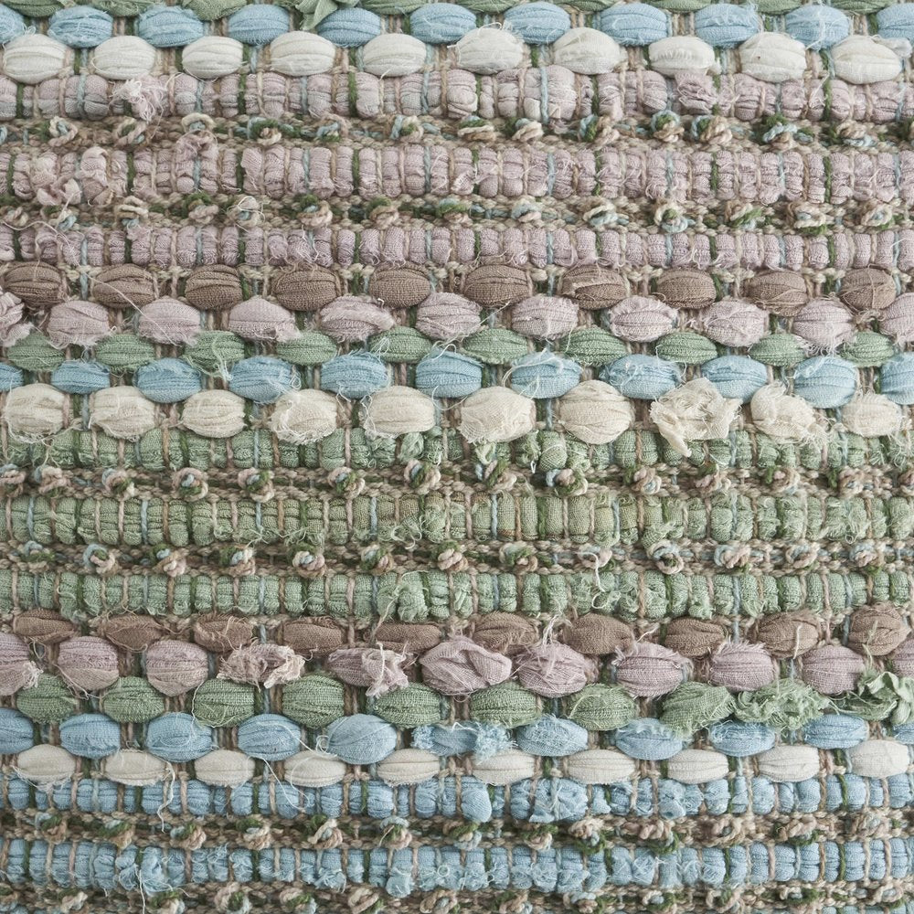 18" Green And Blue Beach Striped Cotton Blend Throw Pillow Cover