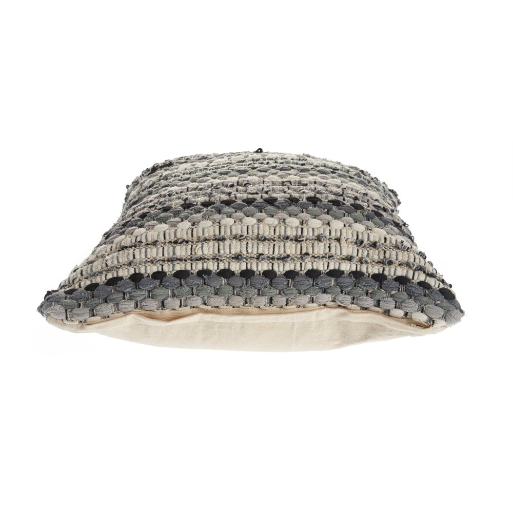 18" Black And Gray Beach Striped Cotton Blend Throw Pillow Cover