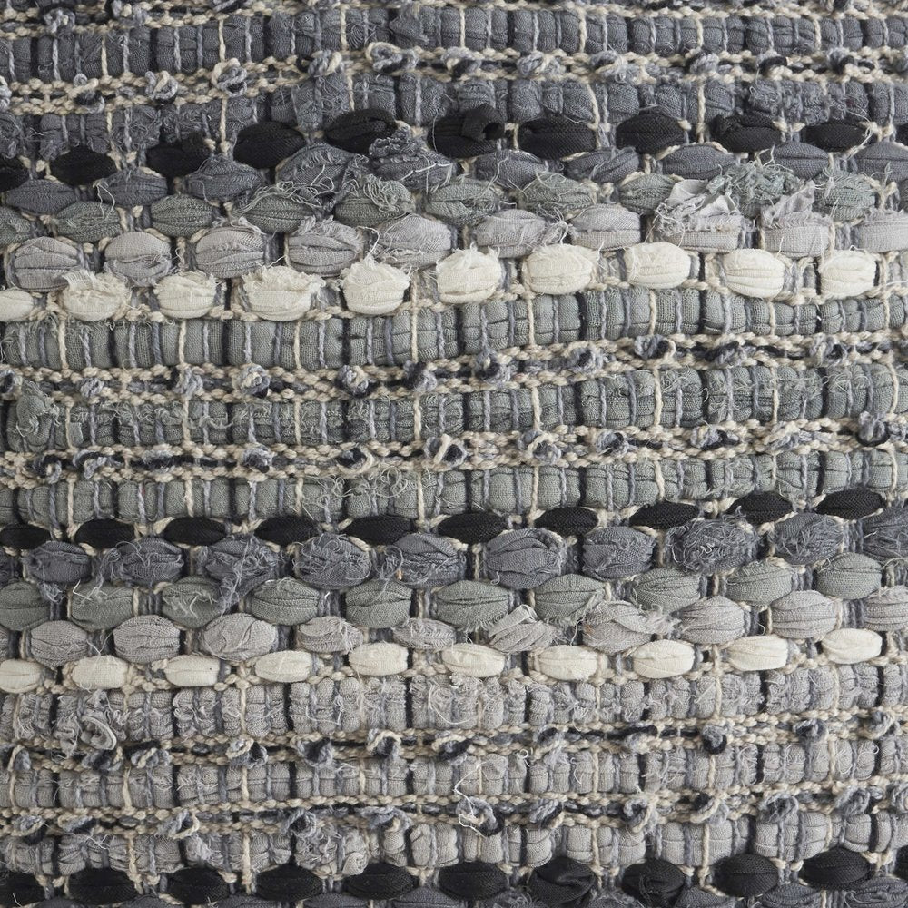 18" Black And Gray Beach Striped Cotton Blend Throw Pillow Cover