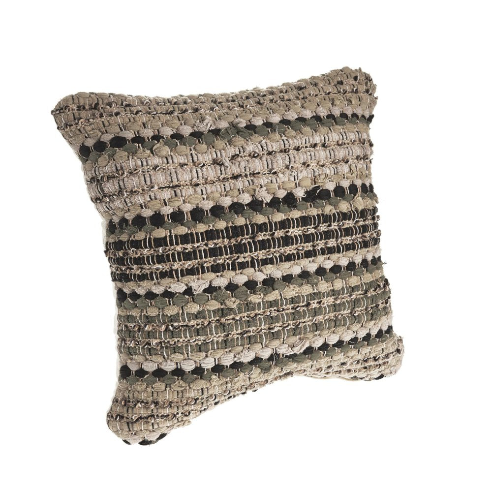 18" Beige And Brown Beach Striped Cotton Blend Throw Pillow Cover
