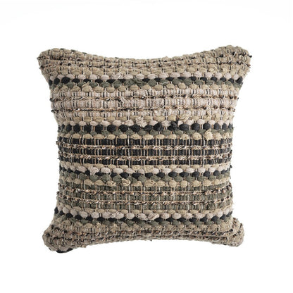 18" Beige And Brown Beach Striped Cotton Blend Throw Pillow Cover
