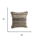 18" Beige And Brown Beach Striped Cotton Blend Throw Pillow Cover