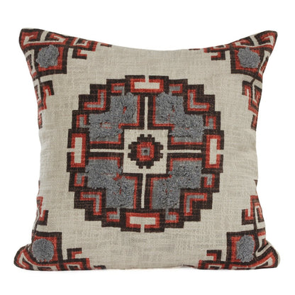18" Brown Beige And Orange Southwestern Cotton Throw Pillow Cover