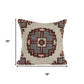 18" Brown Beige And Orange Southwestern Cotton Throw Pillow Cover