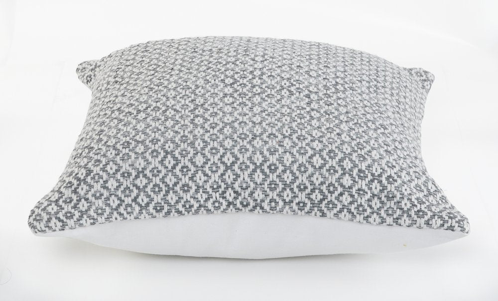 18" Gray And White Geometric Cotton Throw Pillow Cover