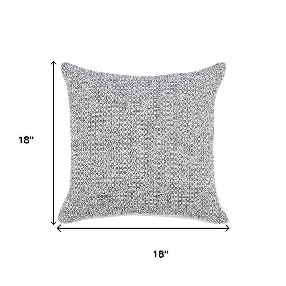 18" Gray And White Geometric Cotton Throw Pillow Cover