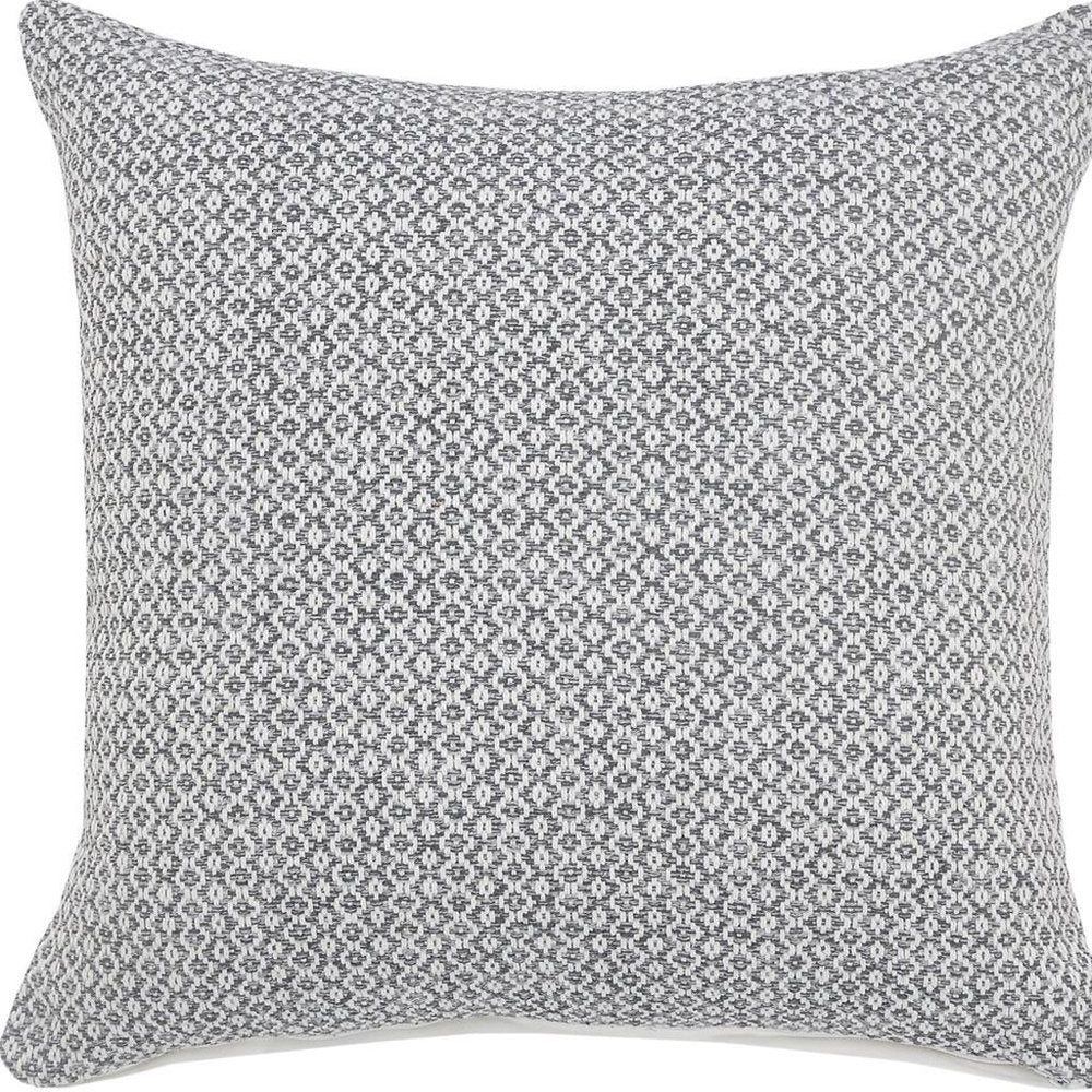 18" Gray And White Geometric Cotton Throw Pillow Cover