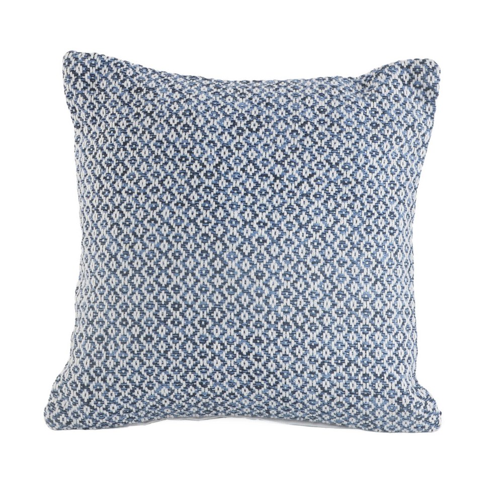 18" Blue And White Geometric Cotton Throw Pillow Cover